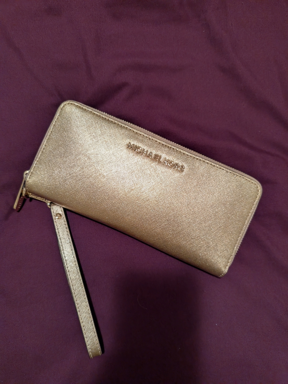 Michael Kors Metallic Gold Zip Wristlet